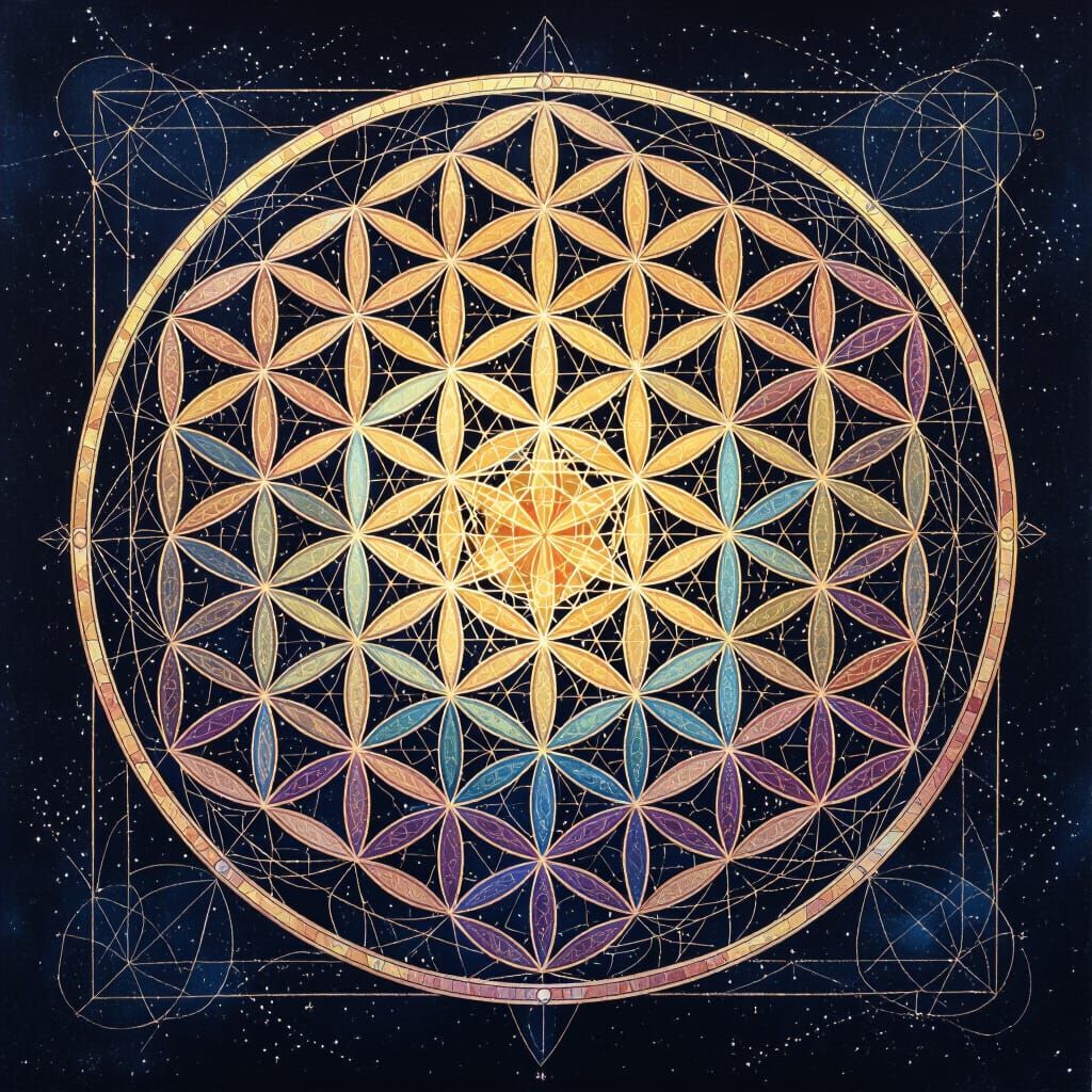 Sacred Geometry Masterpiece: Flower of Life & Metatron's Cub...