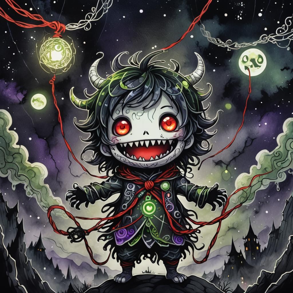Chibi Monster in Dark Fantasy Anime Style