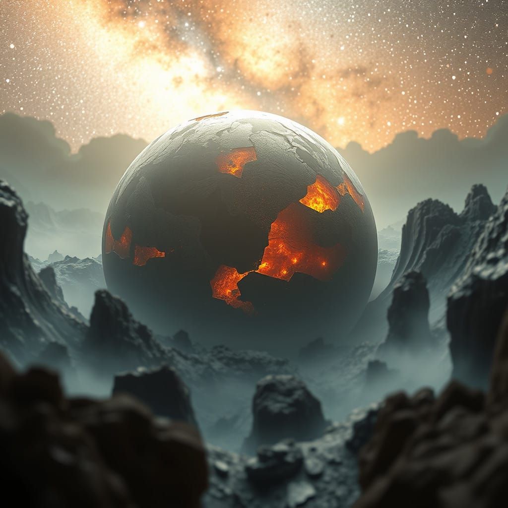 Surreal Futuristic Scene with a Rusted Steampunk Machine