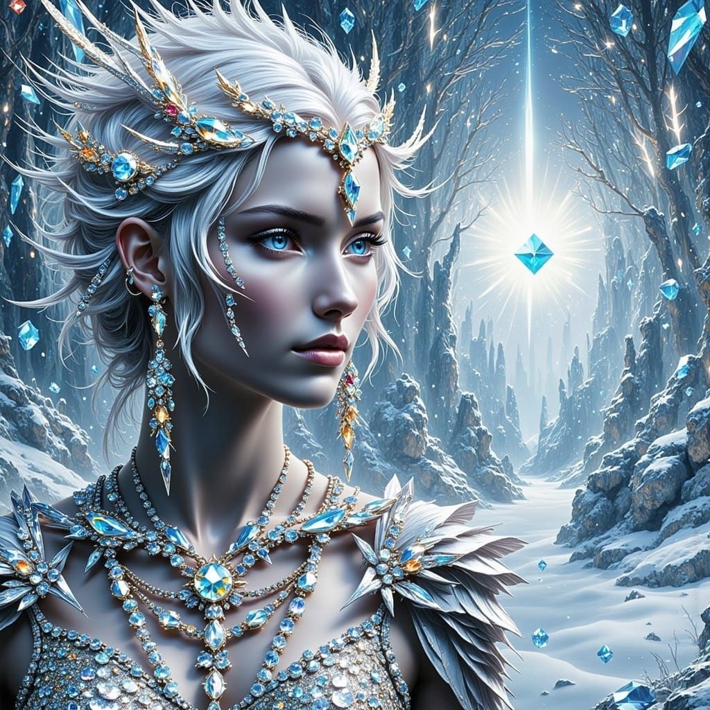 Regal Ice Woman in Winter Wonderland