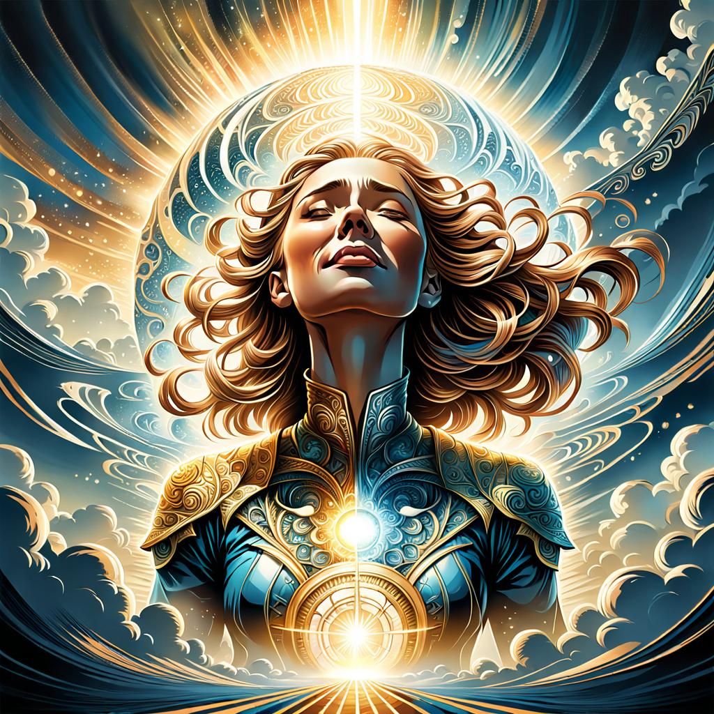 Heaven Personified: Woman Crying Light, Comic Art