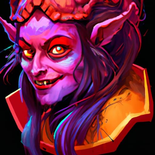 Red-Skinned Hobgoblin Aristocrat Portrait in D&D Style