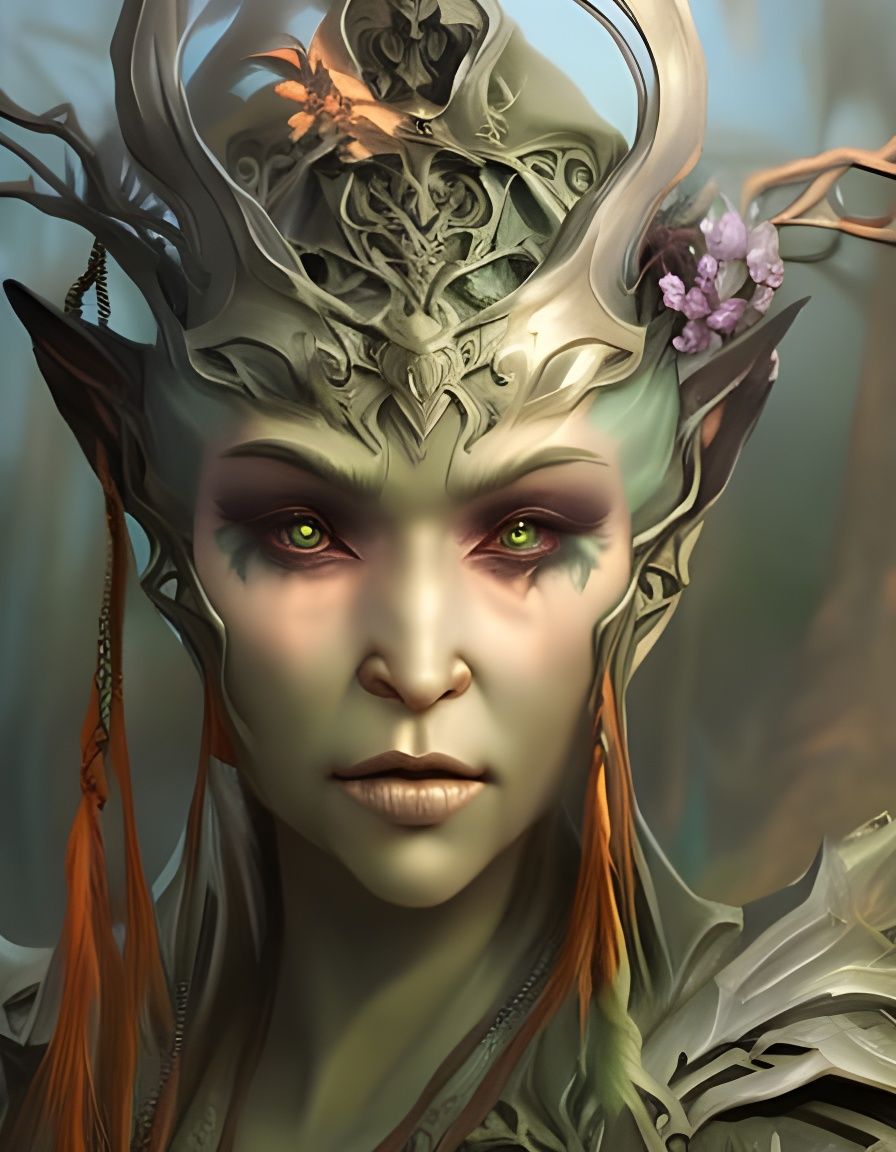 Cybergoth Troll in Abandoned Forest, Digital Oil Painting