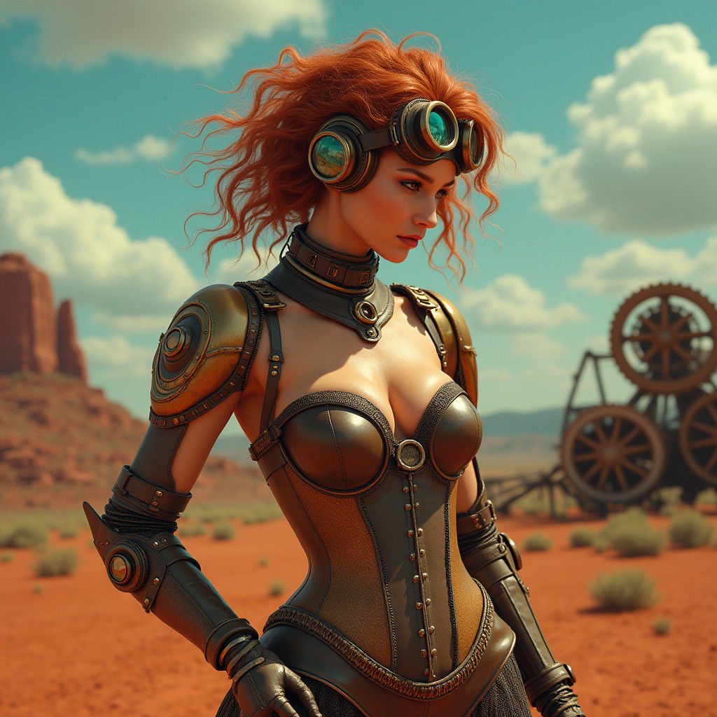 Steampunk Australian Woman in Victorian Outback