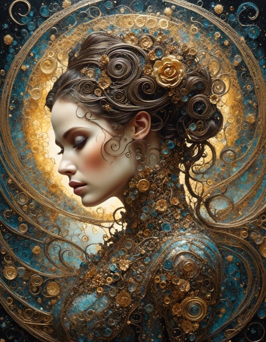 Princess Leia Zentangle Art with Intricate Swirls