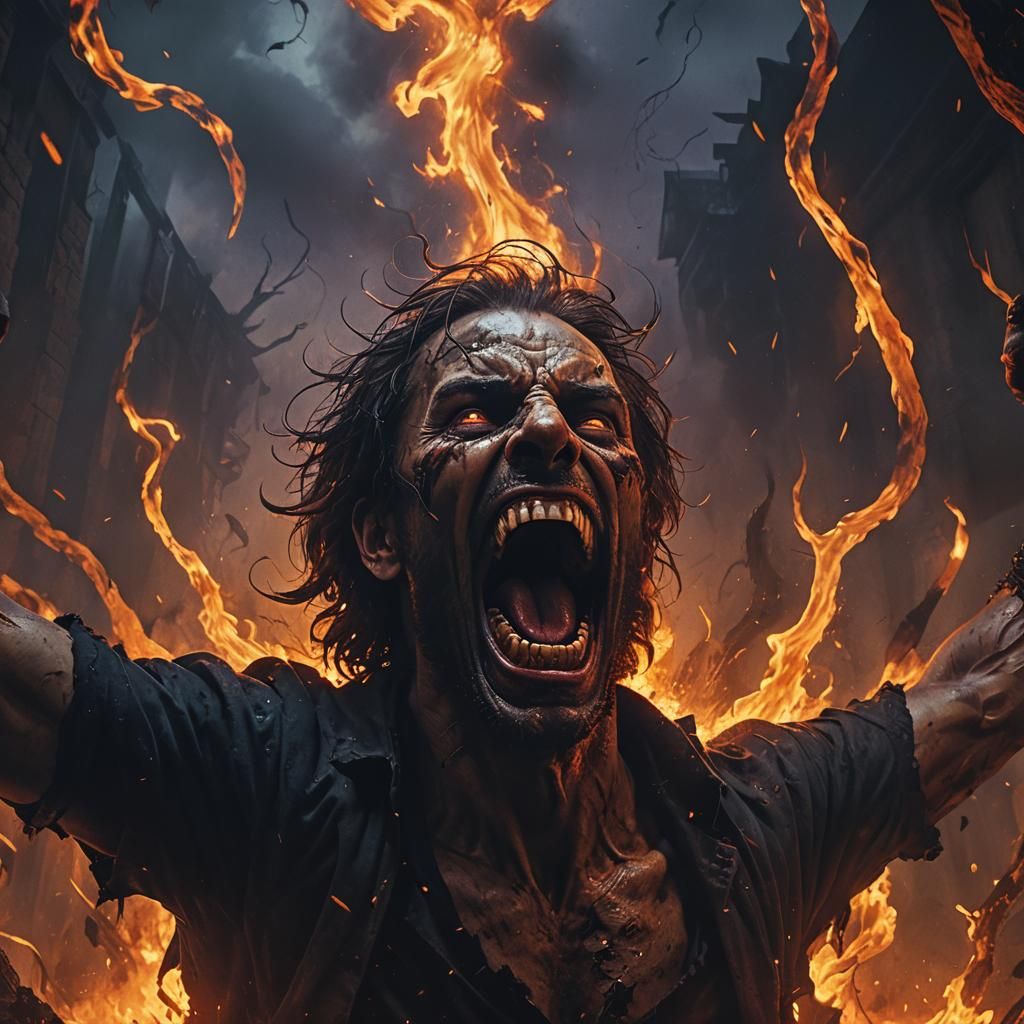 Man Screaming in Hell: Dark Fantasy Art