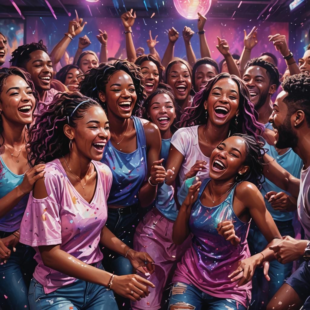 Friends Enjoying Nightlife in a Club as Splash Art