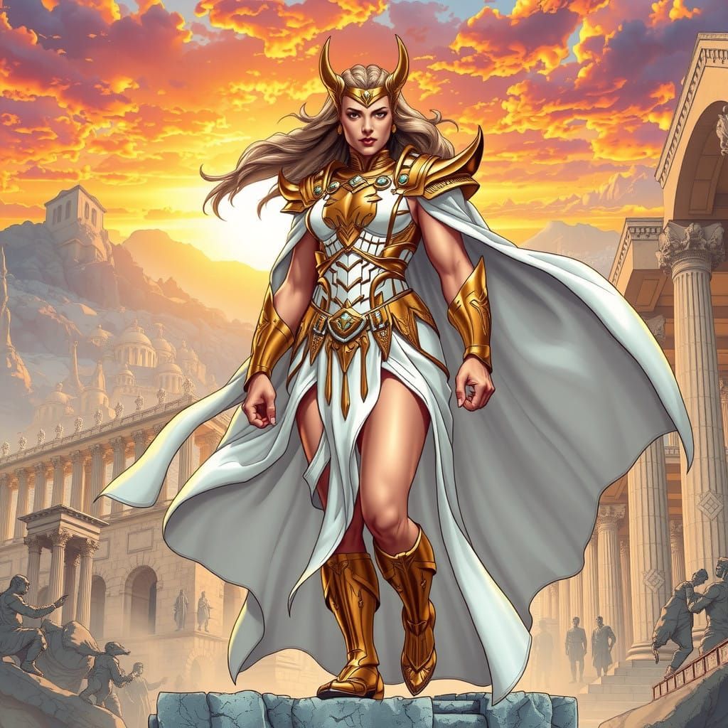 Valkyrie Goddess in Epic Comic Book Style