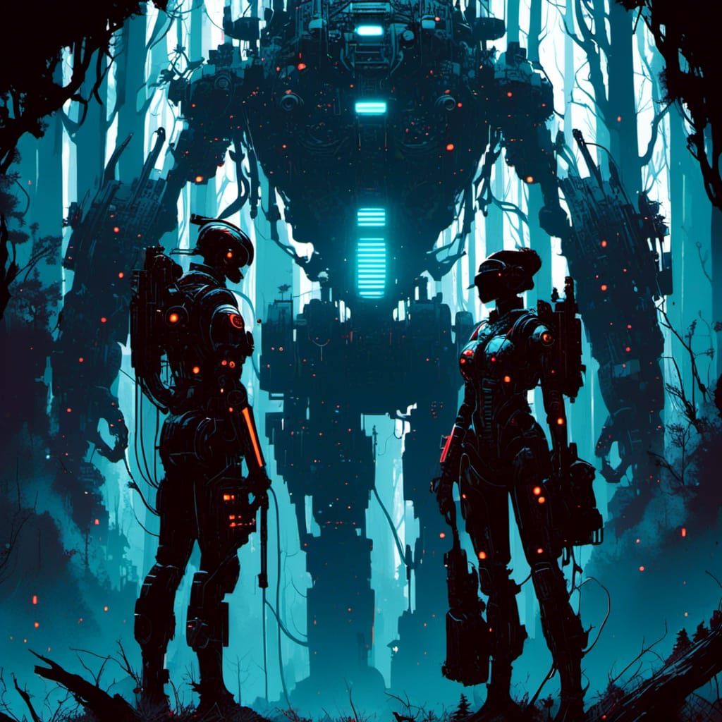 Sci-Fi Forest Bioluminescent Suit Illustration