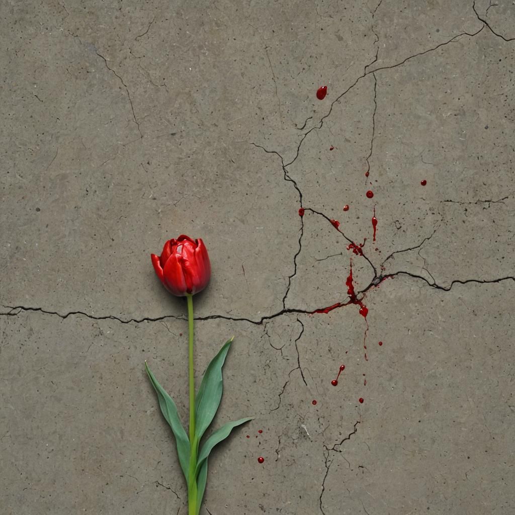 Blood Red Tulip Still Life