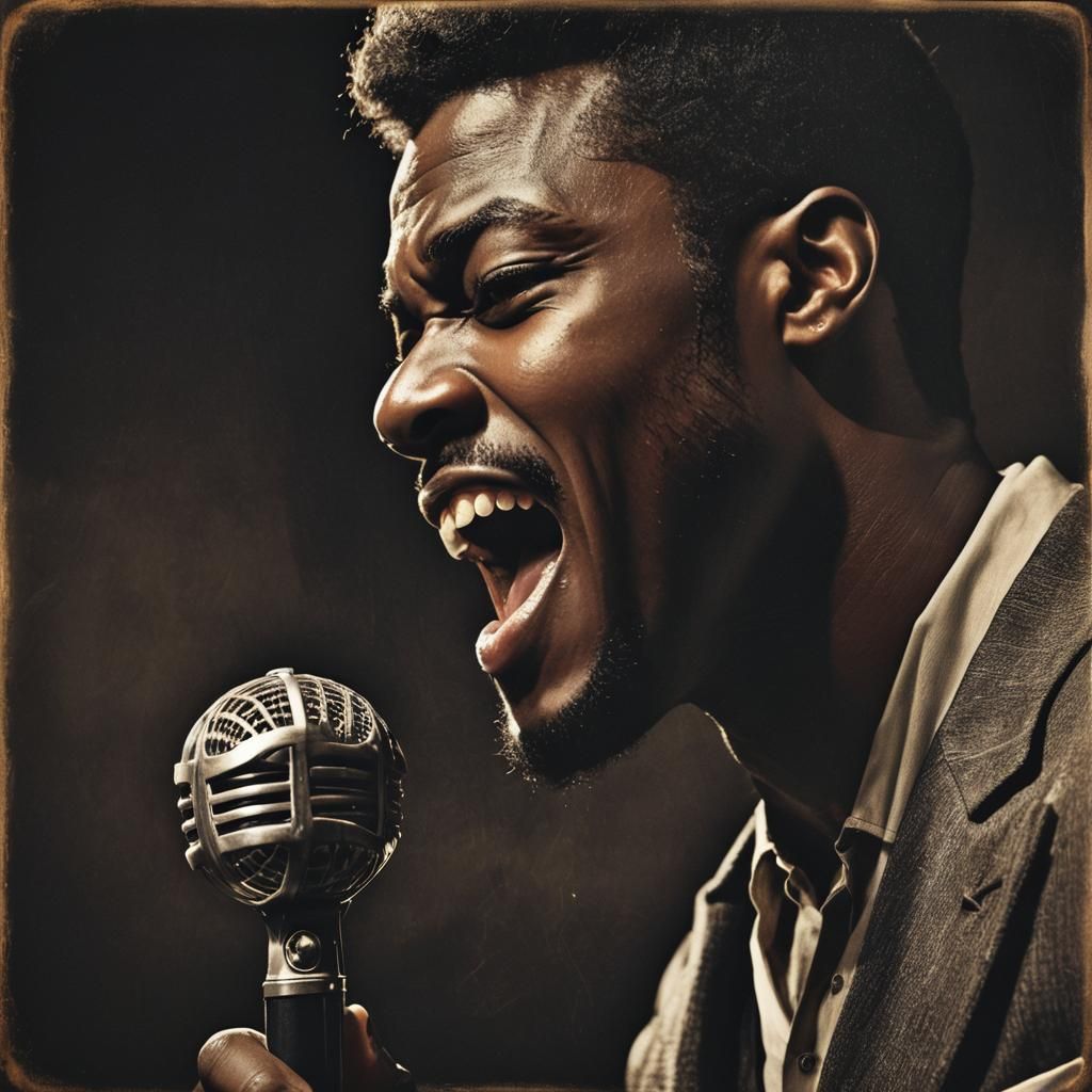 Motown Singer Portrait in Vintage Photographic Style