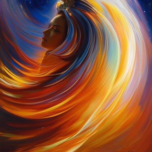 Electric Goddess in Art Nouveau Style