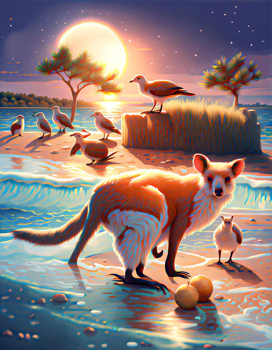 Australian Christmas Summer Seashore with Native Animals