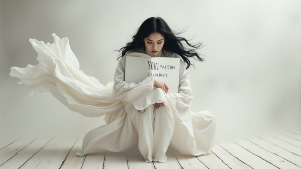 Yoko Ono in Dreamlike Japanese Ink Brush Style