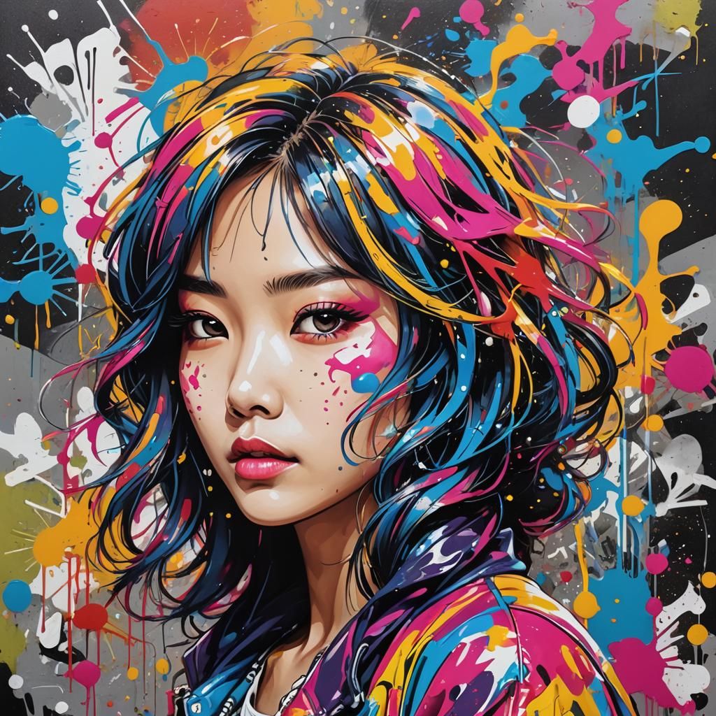 Colorful K-Pop Idol in Pop Art Style