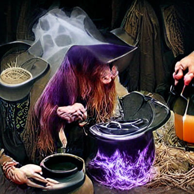 A Witch Brewing a Potion