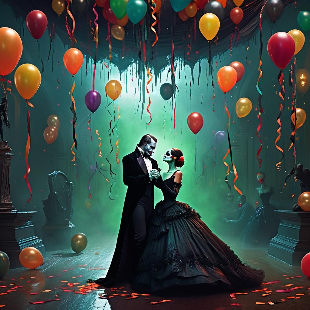 Monster Prom: Vampire and Zombie Dance in Art Deco Style