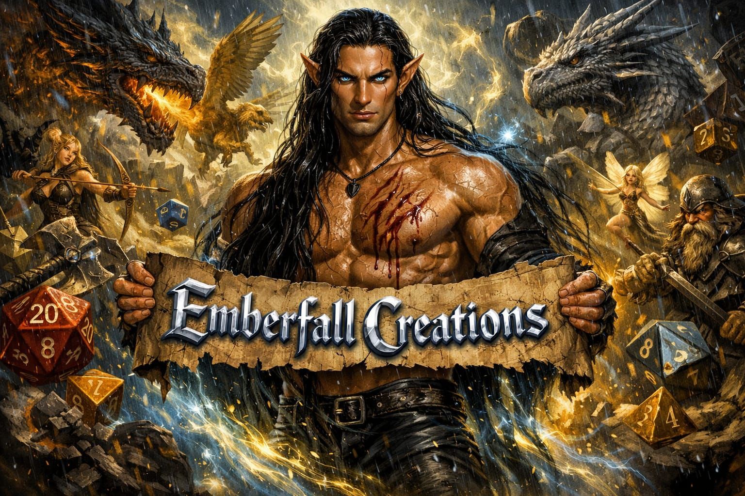 Sensual Elf Warrior with Fiery Aura