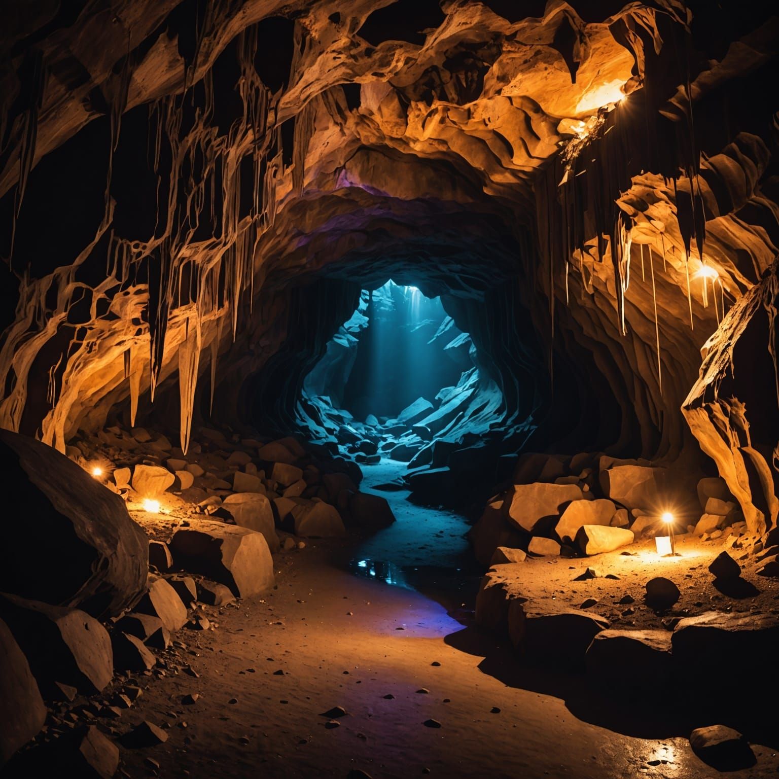 Stunning Underground Cavern in Natural Lighting