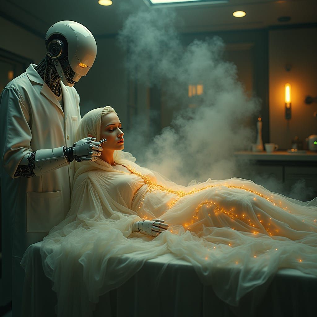 Cybernetic Implants in Dreamy Futuristic Lab