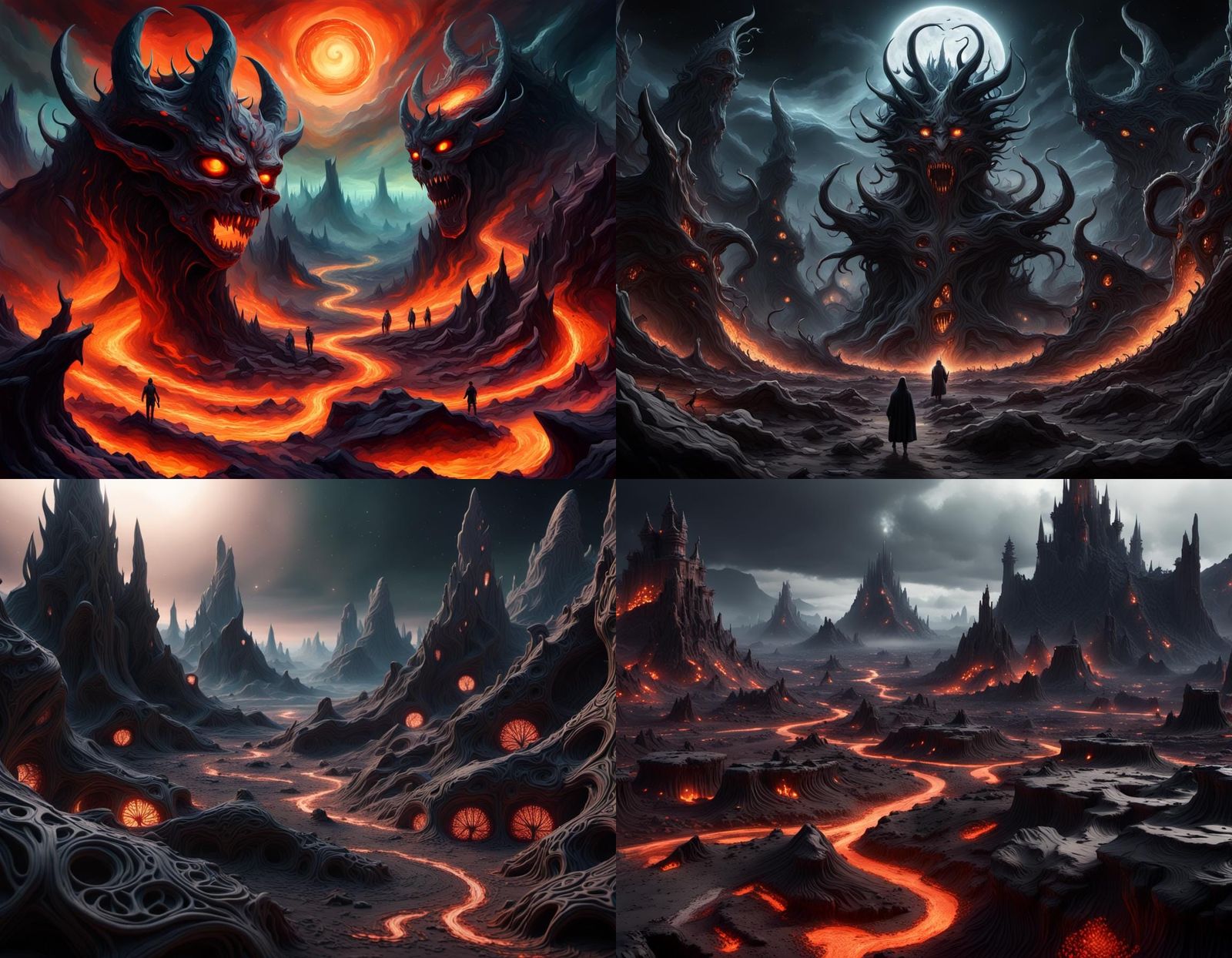 Epic Dark Fantasy Landscape with Supernatural Gods