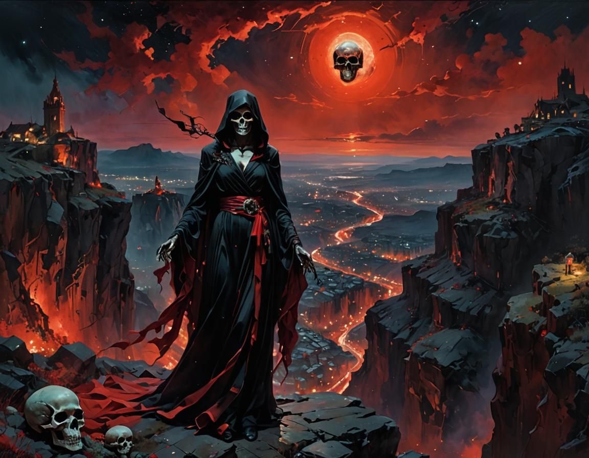 Grim Reaper Overlooking Hell, Fine Art