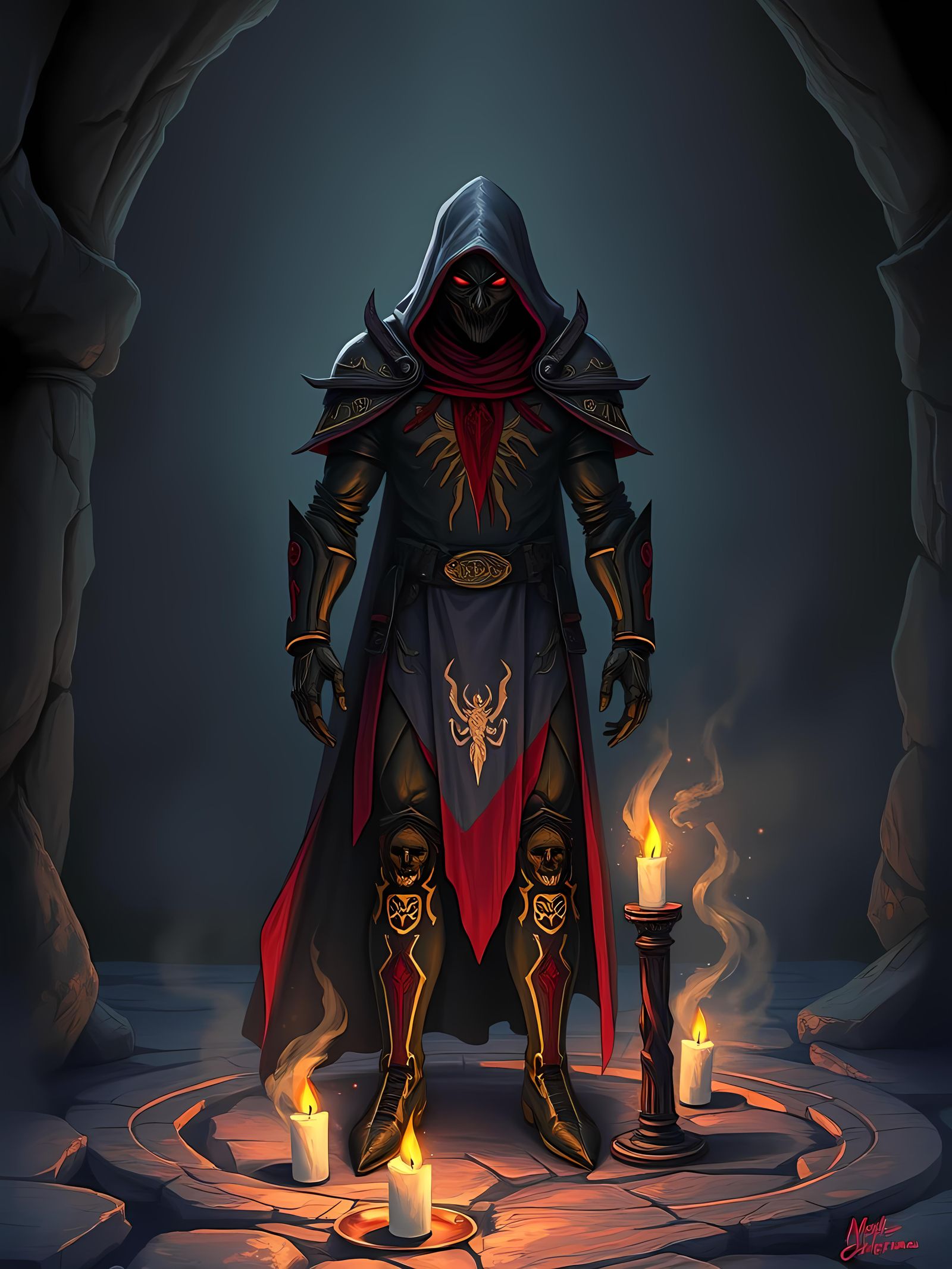 Cultist in Sleek Armor with Necrotic Energy