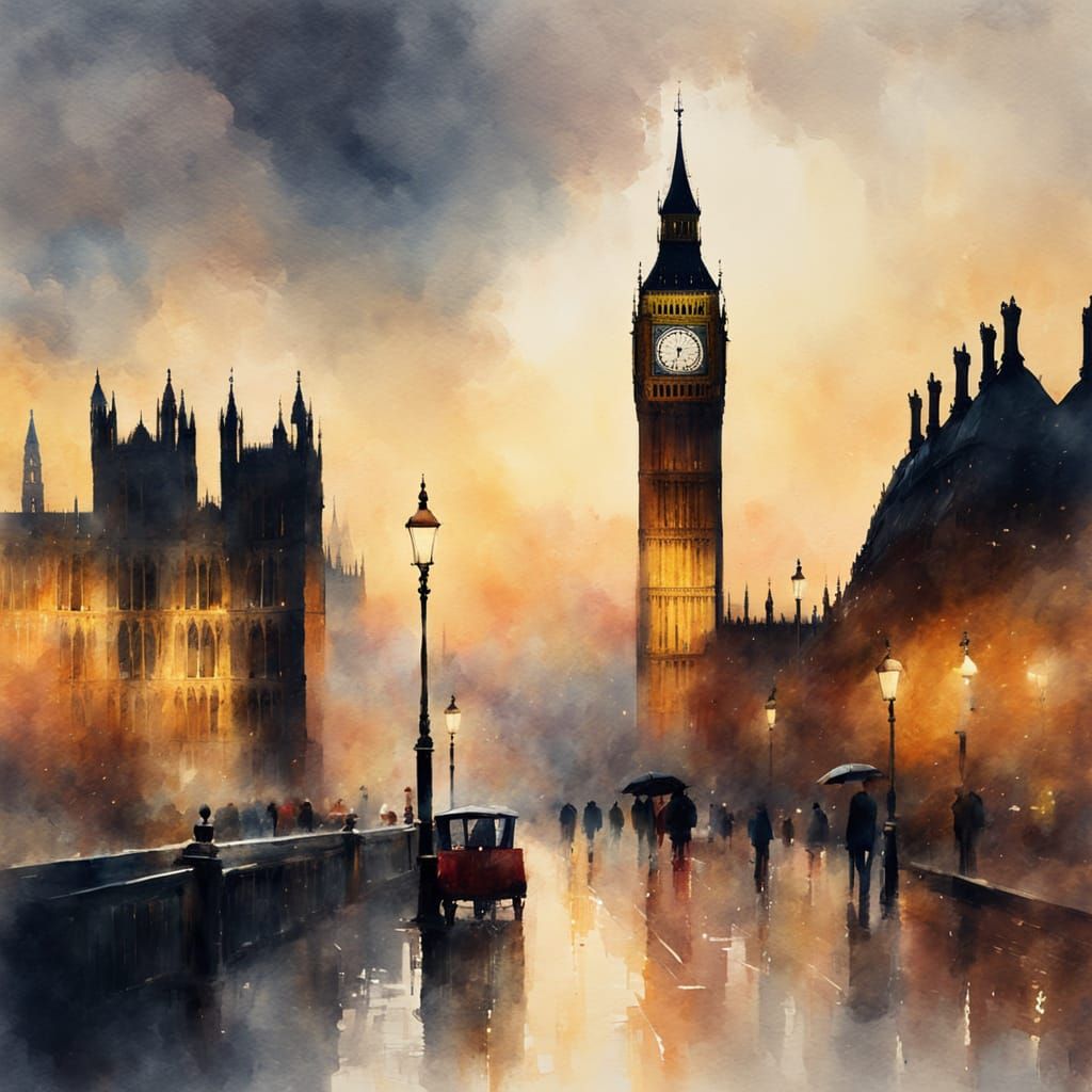 Big Ben in London Watercolour Painting