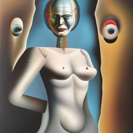 Surreal Borg Woman Portrait in Dali Style