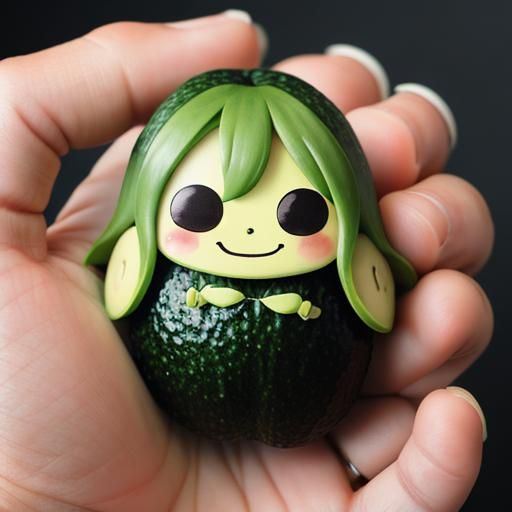 Smiling Chibi Avocado Character Illustration