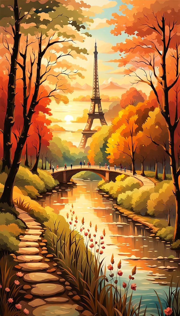 Eiffel Tower in Amazonian Forest: Impressionist Landscape