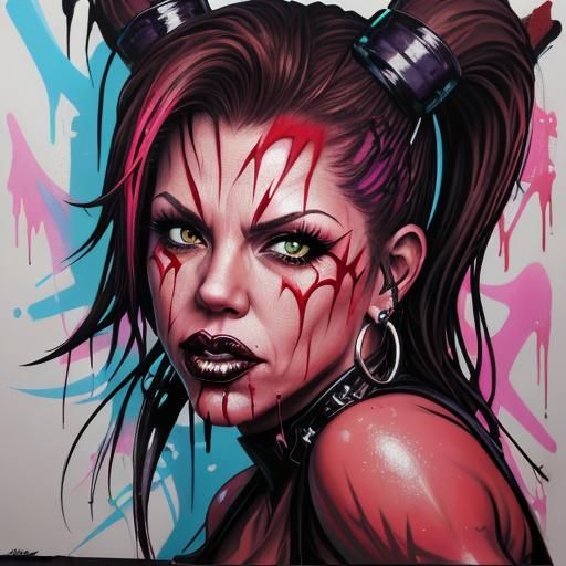 Mickie James WWE in Graffiti Splash Art Style