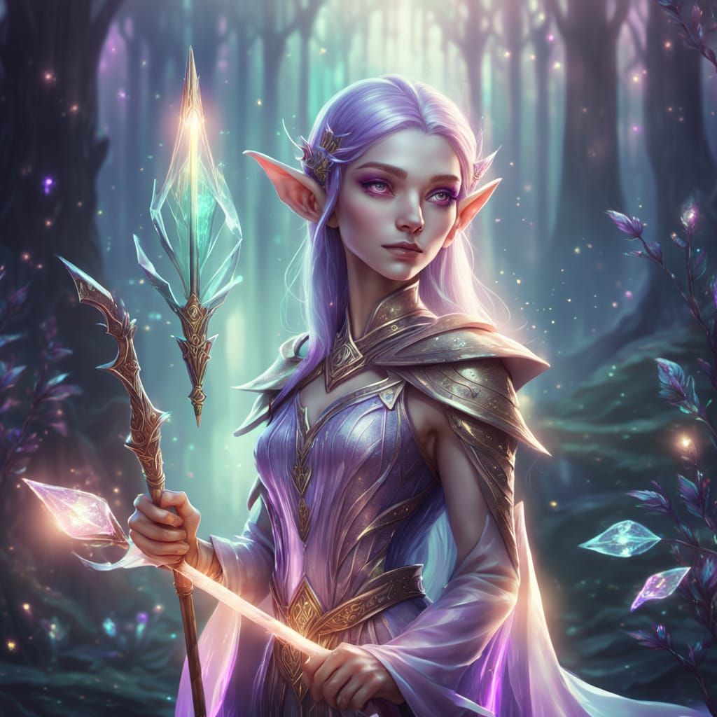 Ethereal Elf Portrait in Pastel Digital Art