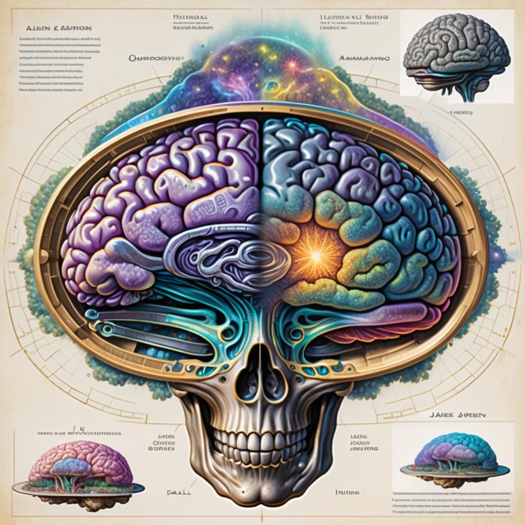 cross section illustration of alien brain anatomy