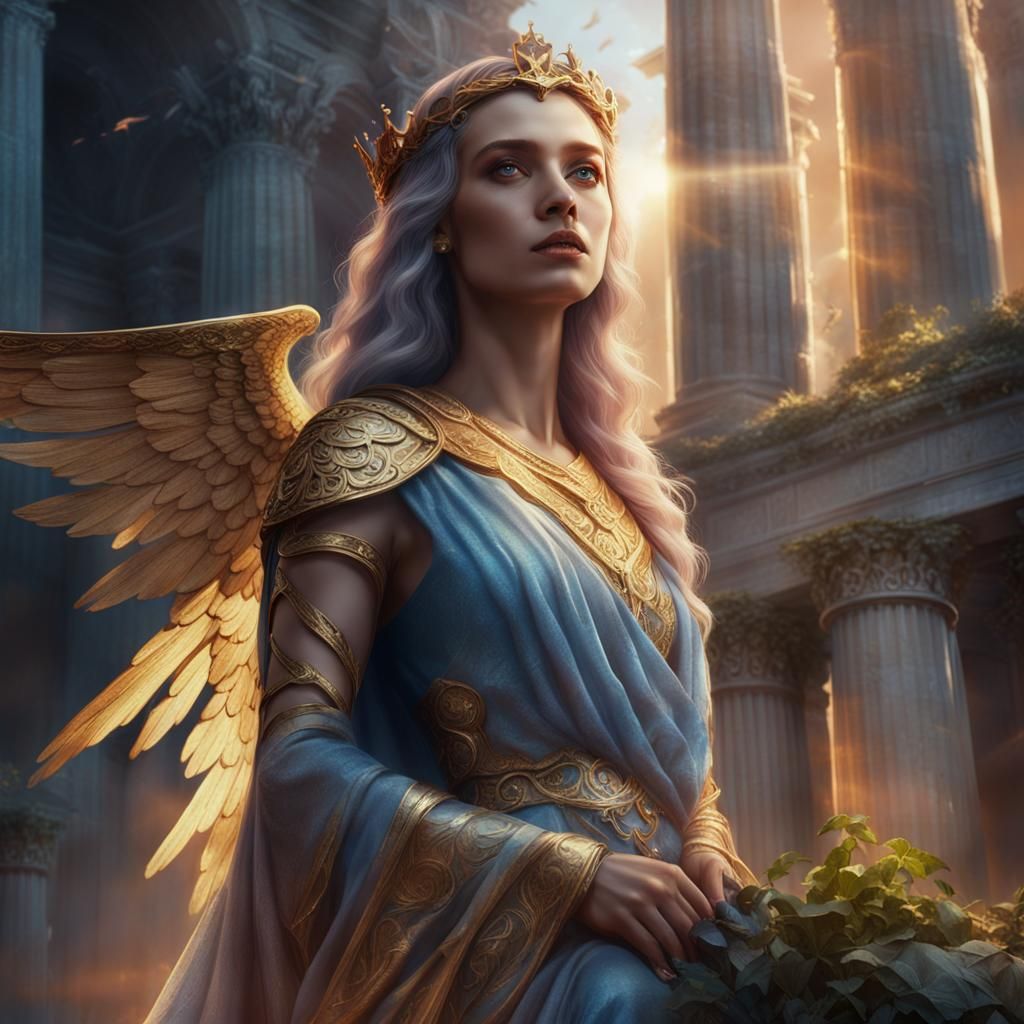 Majestic Goddess in Golden Hour Light