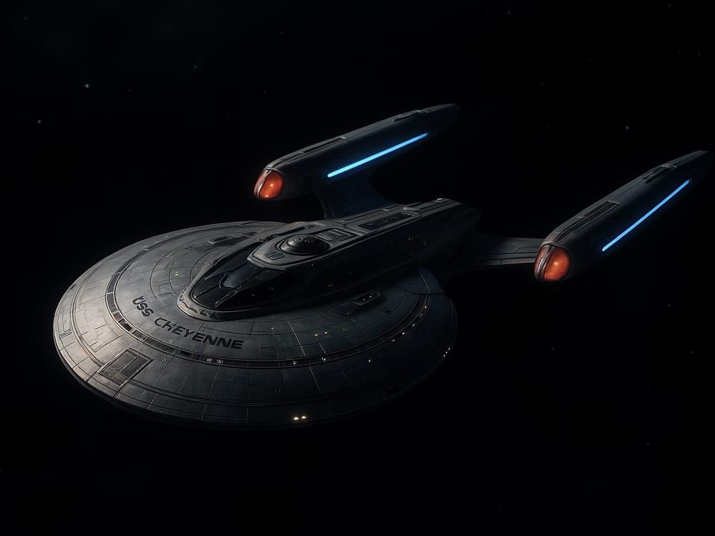 Intergalactic Starship Gliding Through Cosmic Void