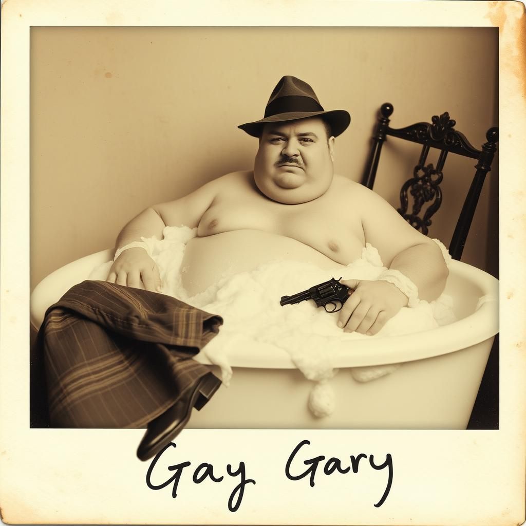 Vintage Polaroid of a Gangster in a Bath