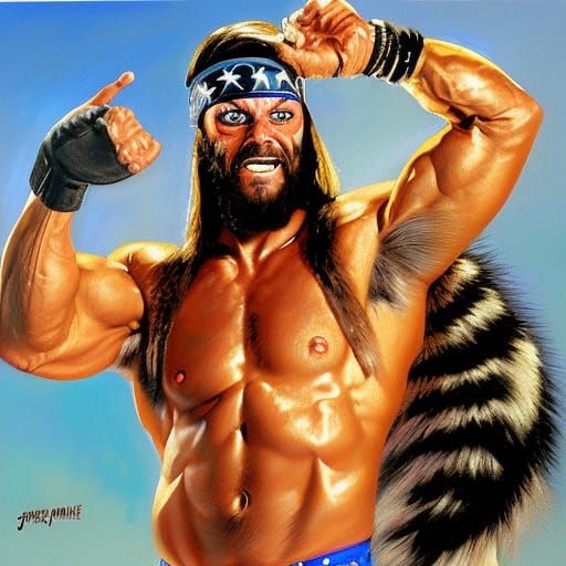 Raccoon as Macho Man Randy Savage Oil Painting