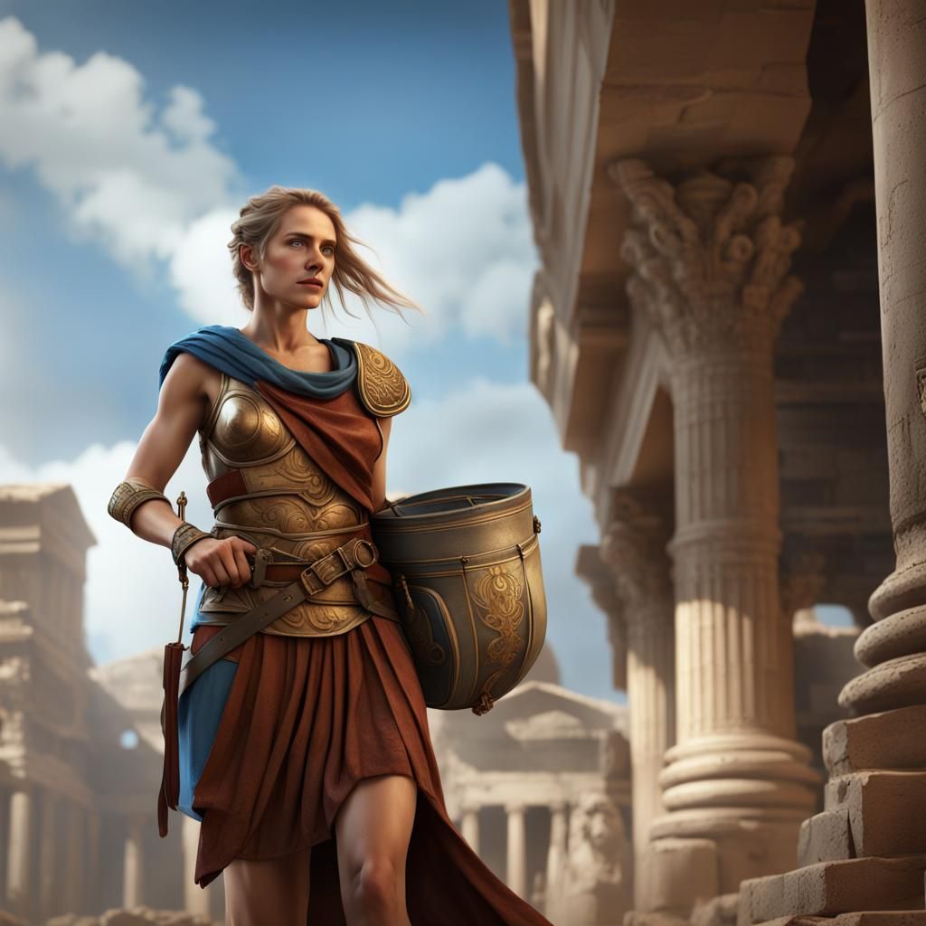 Roman Woman Doctor in Ancient City: Fantasy Art