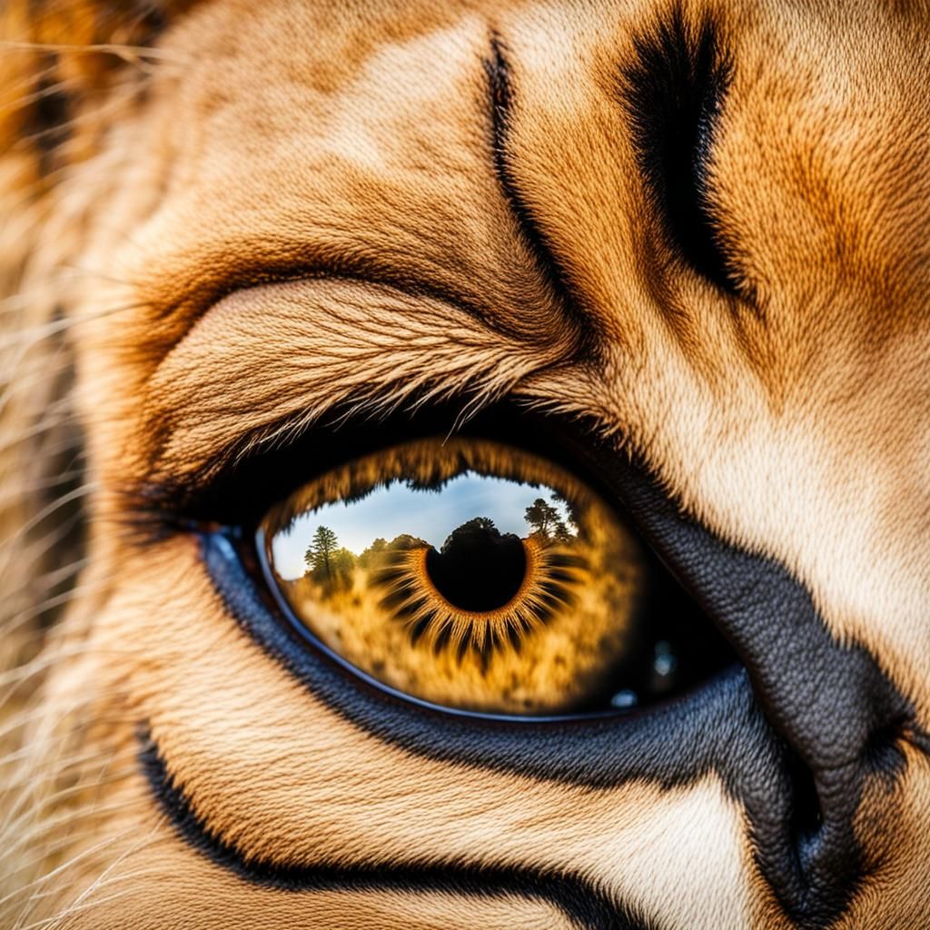 Lion's Eye Reflecting African Watering Hole