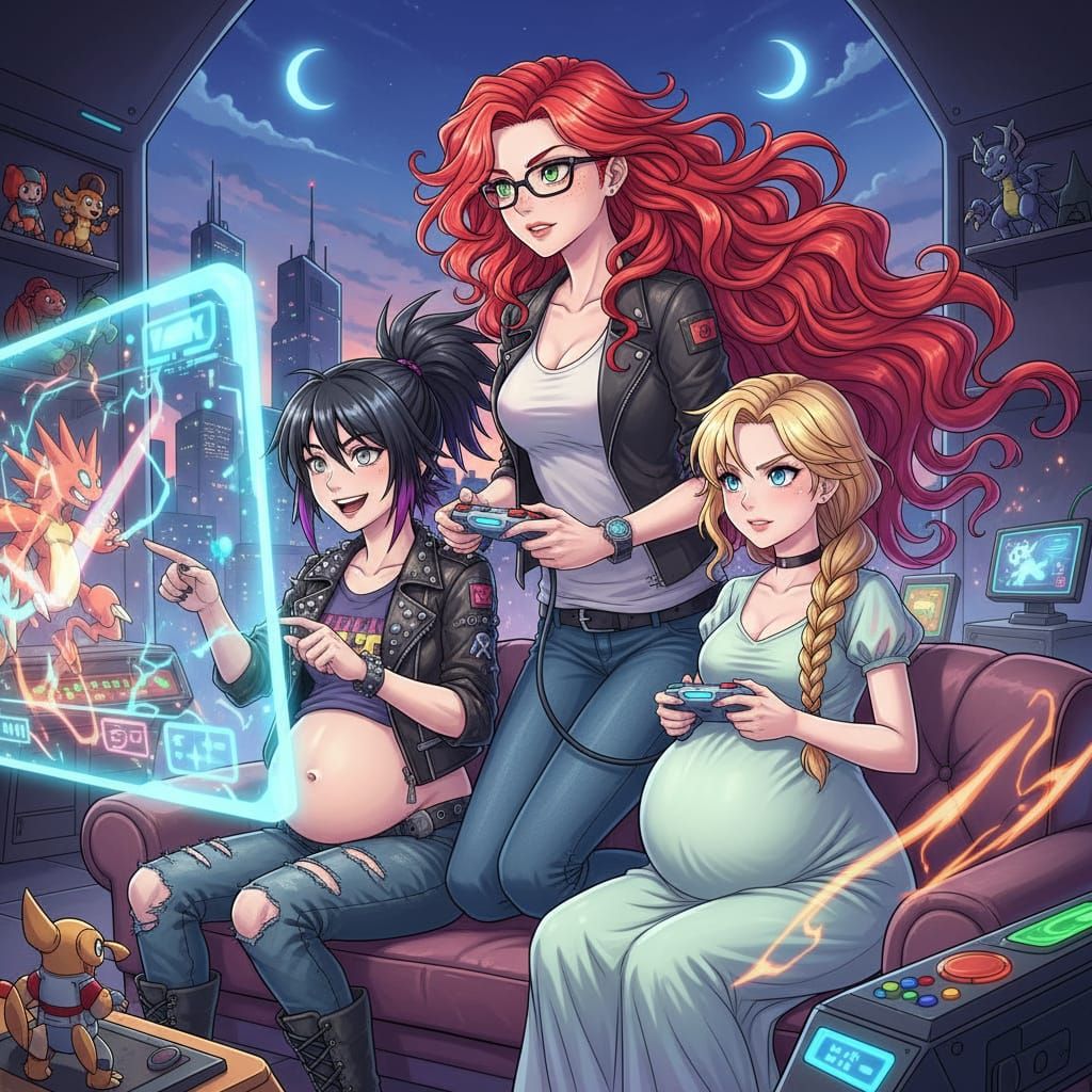 Vibrant Digimon Anime Style Scene with Diverse Characters