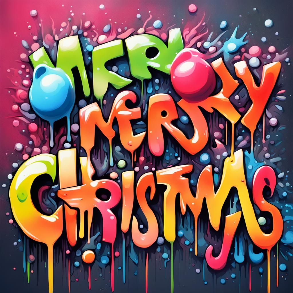 Merry Christmas Graffiti Art in Street Style