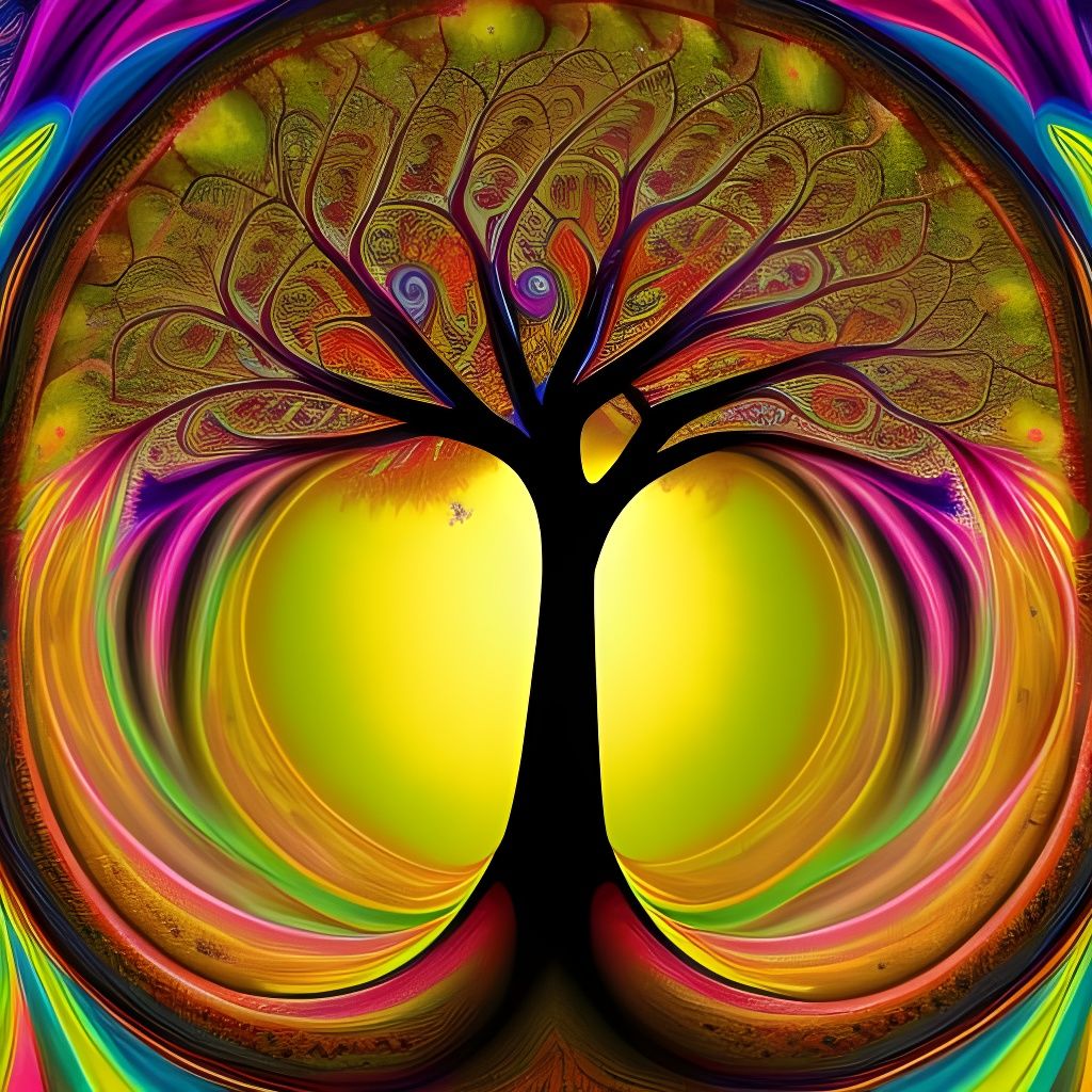 Psychedelic Fractal Tree of Life: Digital Painting