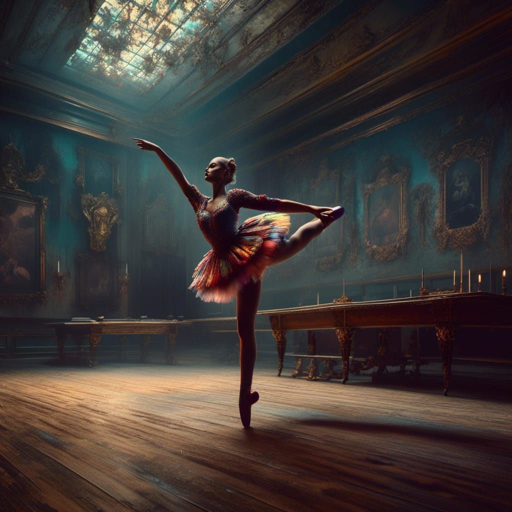 Haunted Ballerina Controlled by Strings in Doré Style