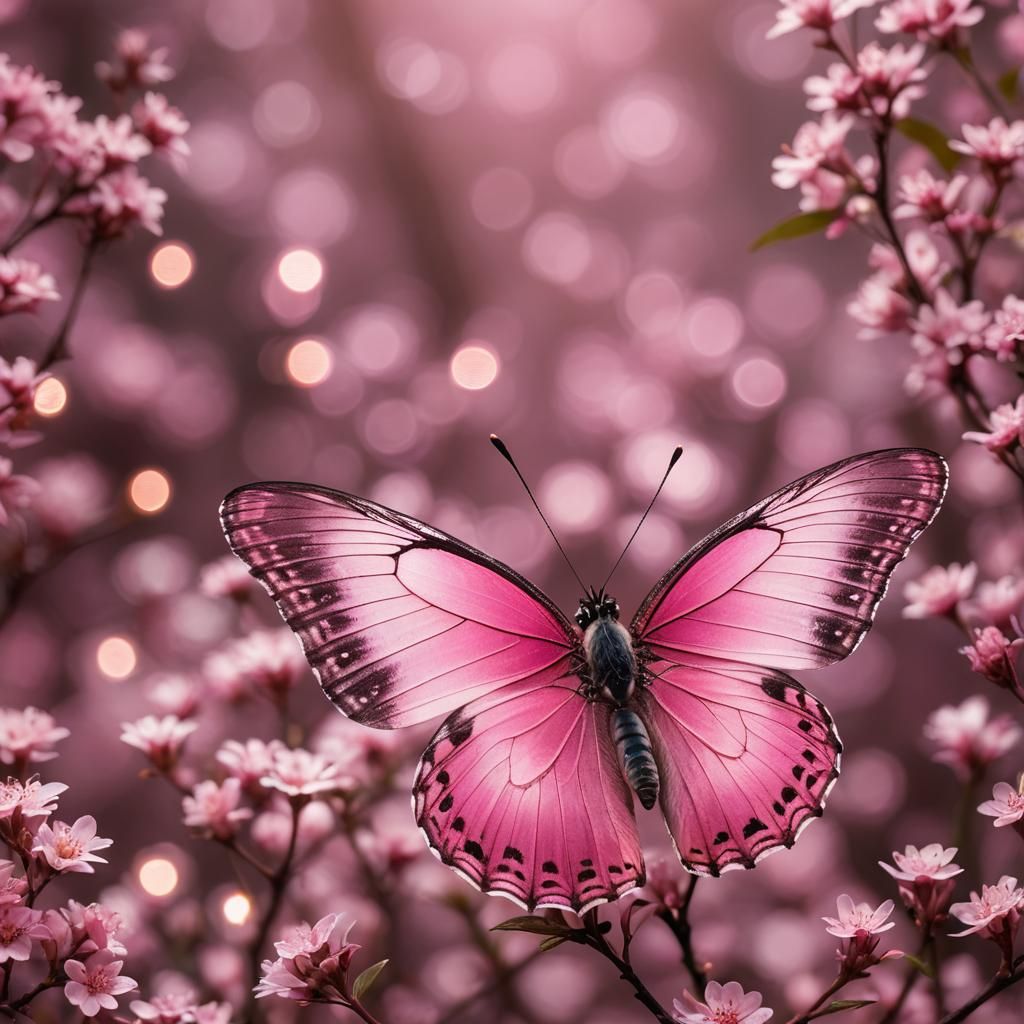 Pink Butterfly Macro Photography with Bokeh
