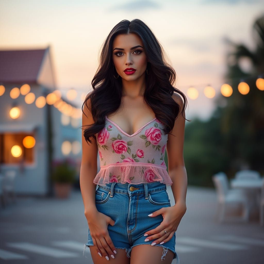 Elegant Woman in Pastel Hues, Captured in Cinematic Style