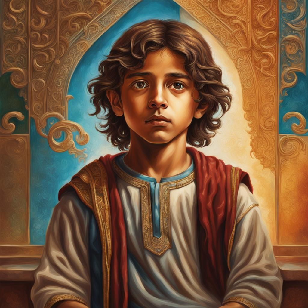 Boy Jesus in School, Pre-Raphaelite Style