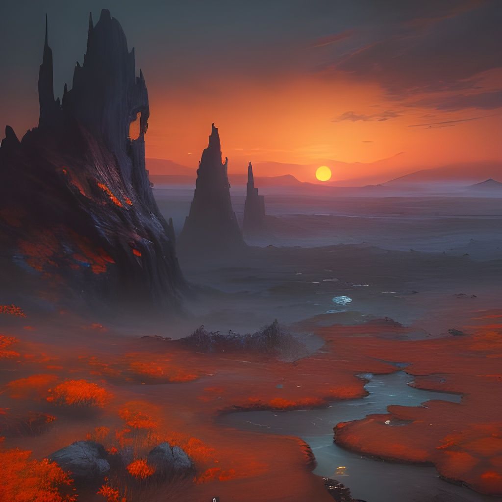 Rusty Stream Flowing Through a Barren World