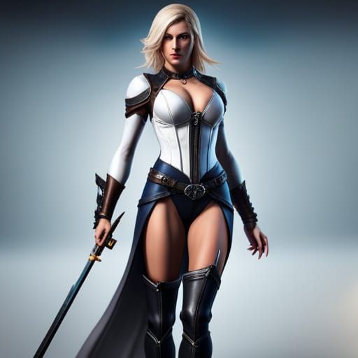 Hyperrealistic Half-Elf Assassin in White Leather