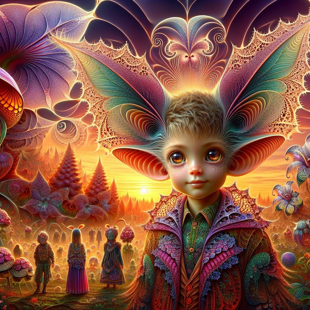 Alien Youth in Psychedelic Fractal Garden